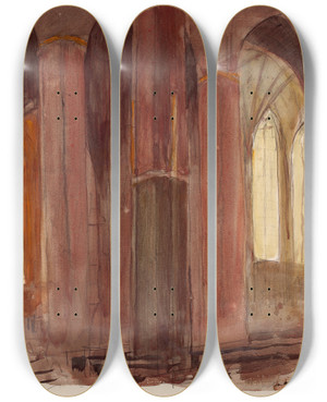 Triptych art skateboard deck of Magnus Enckell Katedraali Siskuva by Magnus Enckell (1870-1925)
