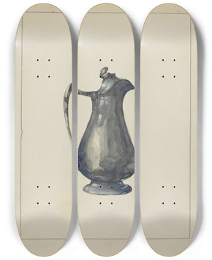 Triptych art skateboard deck of John Oster Pewter Pitcher by John Oster