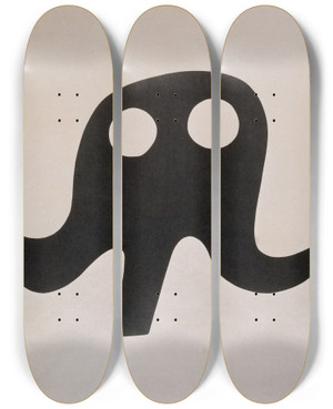 Triptych art skateboard deck of Kurt Schwitters Schnurrhut by Kurt Schwitters (1887-1948)