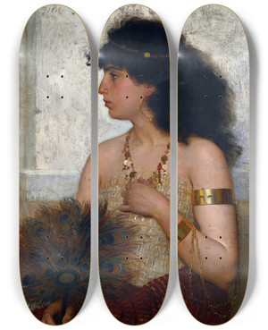 Triptych art skateboard deck of Viktor Alexeevich Bobrov Esther by Viktor Alexeevich Bobrov (1842-1918)