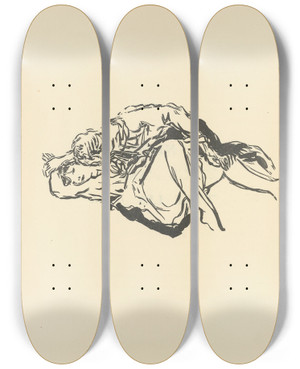 Triptych art skateboard deck of Pierre Bonnard Notes Sur Lamour Pl 04 by Pierre Bonnard (1867-1947)
