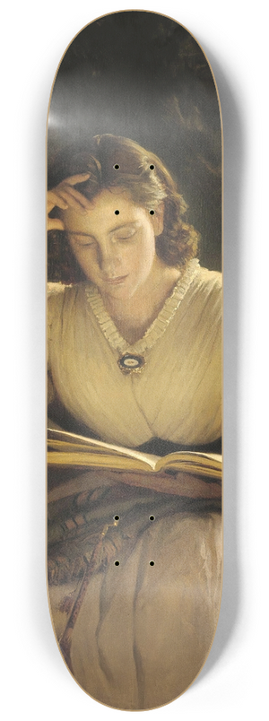 Ivan Kramskoi - Woman Reading, Portrait of the Artists Wife 8.25 inch art skate deck