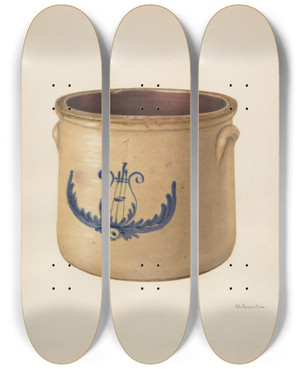 Triptych art skateboard deck of Nicholas Amantea Crock_18 by Nicholas Amantea (1900-1978)