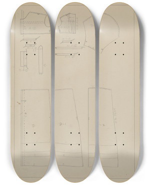 Triptych art skateboard deck of Nancy Crimi Girls Dress Pattern_2 by Nancy Crimi (20-)