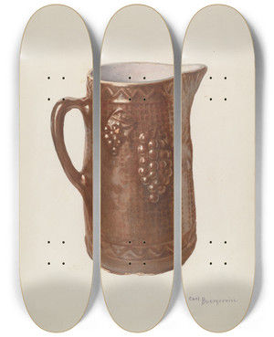 Triptych art skateboard deck of Carl Buergerniss Pitcher_2 by Carl Buergerniss (20-)
