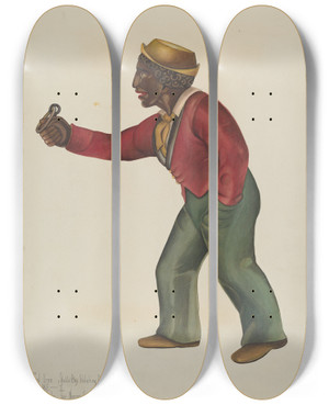 Triptych art skateboard deck of Norma Lockwood Hitching Post by Norma Lockwood