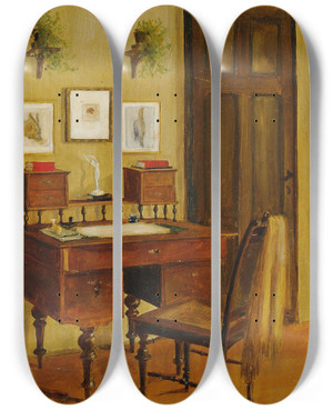 Triptych art skateboard deck of Josef Wawra Interieur by Josef Wawra (1893-1935)