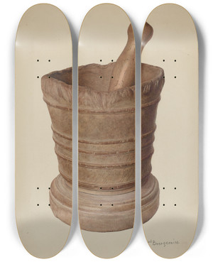 Triptych art skateboard deck of Carl Buergerniss Mortar And Pestle_2 by Carl Buergerniss (20-)