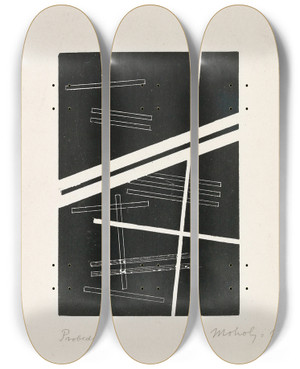 Triptych art skateboard deck of Lszl Moholynagy Untitled Composition by Laszlo Moholy Nagy (1895-1946)