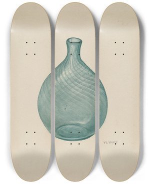 Triptych art skateboard deck of Vl Vance Flask by V.L. Vance