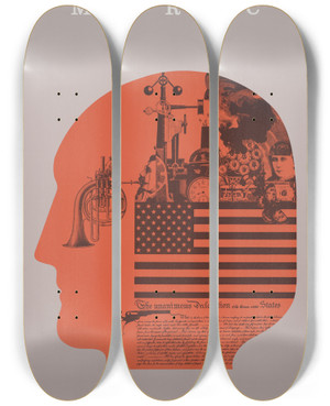 Triptych art skateboard deck of Michael David Brown America by Michael David Brown (1940)