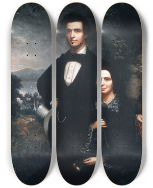 Triptych art skateboard deck of Theodore E Pine Mr And Mrs Daniel T Macfarlan by Theodore E Pine (1828-1905)