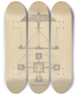 Triptych art skateboard deck of Mildred Ford Chandelier_3 by Mildred Ford (20-)