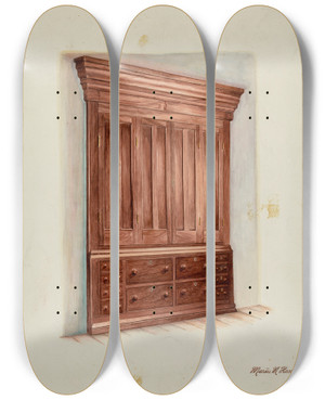 Triptych art skateboard deck of Marius Hansen Builtin Cabinet by Marius Hansen