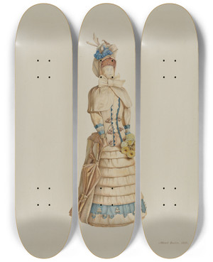 Triptych art skateboard deck of Albert Rudin Corn Husk Doll by Albert Rudin