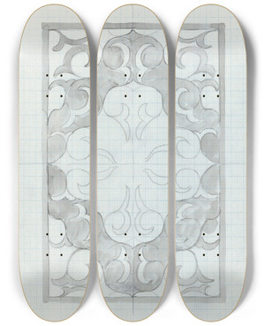 Triptych art skateboard deck of Carel Adolph Lion Cachet Decoratief Ontwerp_3 by Carel Adolph Lion Cachet (1864-1945)