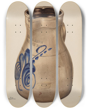 Triptych art skateboard deck of John Tarantino Pitcher_10 by John Tarantino (1935)