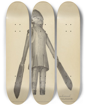 Triptych art skateboard deck of Bernard Westmacott Whirligig_1 by Bernard Westmacott