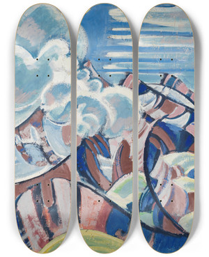 Triptych art skateboard deck of August Babberger Blick Ber Das Gental by August Babberger (1885-1936)