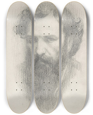 Triptych art skateboard deck of Alphonse Legros Selfportrait_3 by Alphonse Legros (1837-1911)