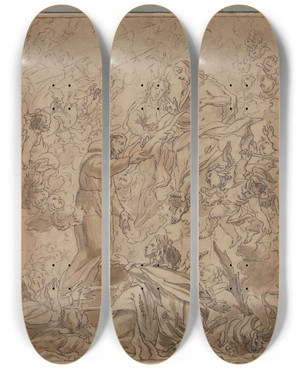 Triptych art skateboard deck of Cornelis Schut Portiuncula_2 by Cornelis Schut (1597-1655)