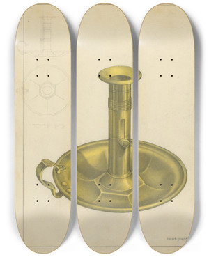 Triptych art skateboard deck of Philip Johnson Candlestick_11 by Philip Johnson