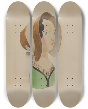 Triptych art skateboard deck of Howard Weld Hat Mannequin_1 by Howard Weld