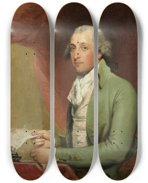 Triptych art skateboard deck of Gilbert Stuart William Bayard by Gilbert Stuart (1755-1828)