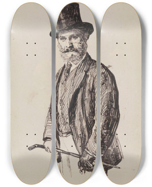 Triptych art skateboard deck of James Ensor The Painter Edouard Manet by James Ensor (1860-1949)