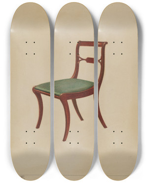 Triptych art skateboard deck of Francisco Alvarez Side Chair_1 by Francisco Alvarez