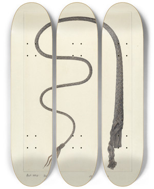 Triptych art skateboard deck of Clyde L Cheney Bull Whip by Clyde L Cheney