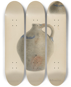 Triptych art skateboard deck of Nicholas Amantea Jug_13 by Nicholas Amantea (1900-1978)