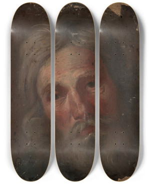 Triptych art skateboard deck of Szymon Czechowicz Study Of An Old Mans Head_1 by Szymon Czechowicz (1689-1775)