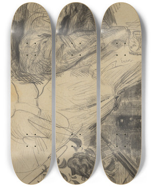 Triptych art skateboard deck of James Ensor Schetsen by James Ensor (1860-1949)