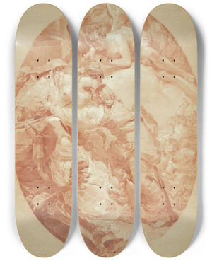 Triptych art skateboard deck of Gaetano Gandolfi Didos Dd Oval Komposition by Gaetano Gandolfi (1734-1802)