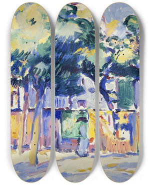 Triptych art skateboard deck of Samuel John Peploe Veuleslesroses by Samuel John Peploe (1871-1935)