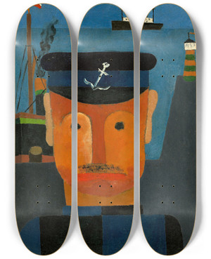 Triptych art skateboard deck of Franz Wilhelm Seiwert Seemann by Franz Wilhelm Seiwert (1894-1933)
