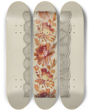 Triptych art skateboard deck of Herbert Marsh Dress Trimming by Herbert Marsh