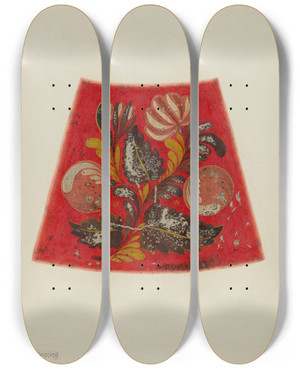 Triptych art skateboard deck of Charles Henning Toleware Coffee Pot_3 by Charles Henning
