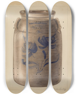 Triptych art skateboard deck of Gertrude Lemberg Jar by Gertrude Lemberg (20-)