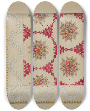 Triptych art skateboard deck of Irene Schaefer Patchwork Quilt_2 by Irene Schaefer