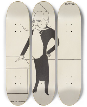 Triptych art skateboard deck of Carlo De Fornaro Mortals Immortals Pl68 by Carlo de Fornaro (1872-1949)