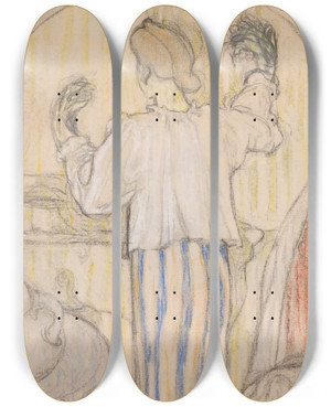 Triptych art skateboard deck of Douard Vuillard Devant Le Miroir Recto by douard Vuillard (1868-1940)