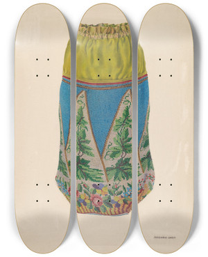 Triptych art skateboard deck of Ferdinand Badin Beaded Handbag by Ferdinand Badin
