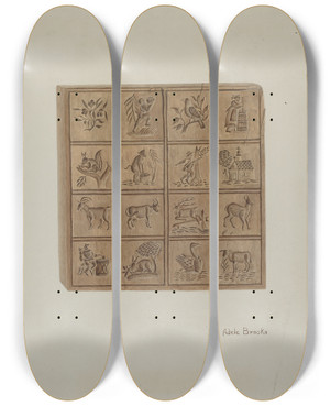 Triptych art skateboard deck of Adele Brooks Pa German Cookie Cutter by Adele Brooks