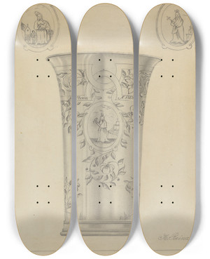 Triptych art skateboard deck of Horace Reina Silver Beaker by Horace Reina