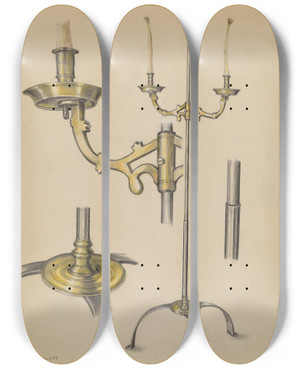 Triptych art skateboard deck of Jack Staloff Candlestand_2 by Jack Staloff