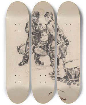 Triptych art skateboard deck of James Ensor Two Militairy Men_1 by James Ensor (1860-1949)