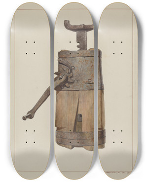 Triptych art skateboard deck of John B Moll Wagon Jack by John B Moll
