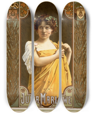 Triptych art skateboard deck of Strobridge Co Lith Julia Marlowe by Strobridge Co Lith (1847)